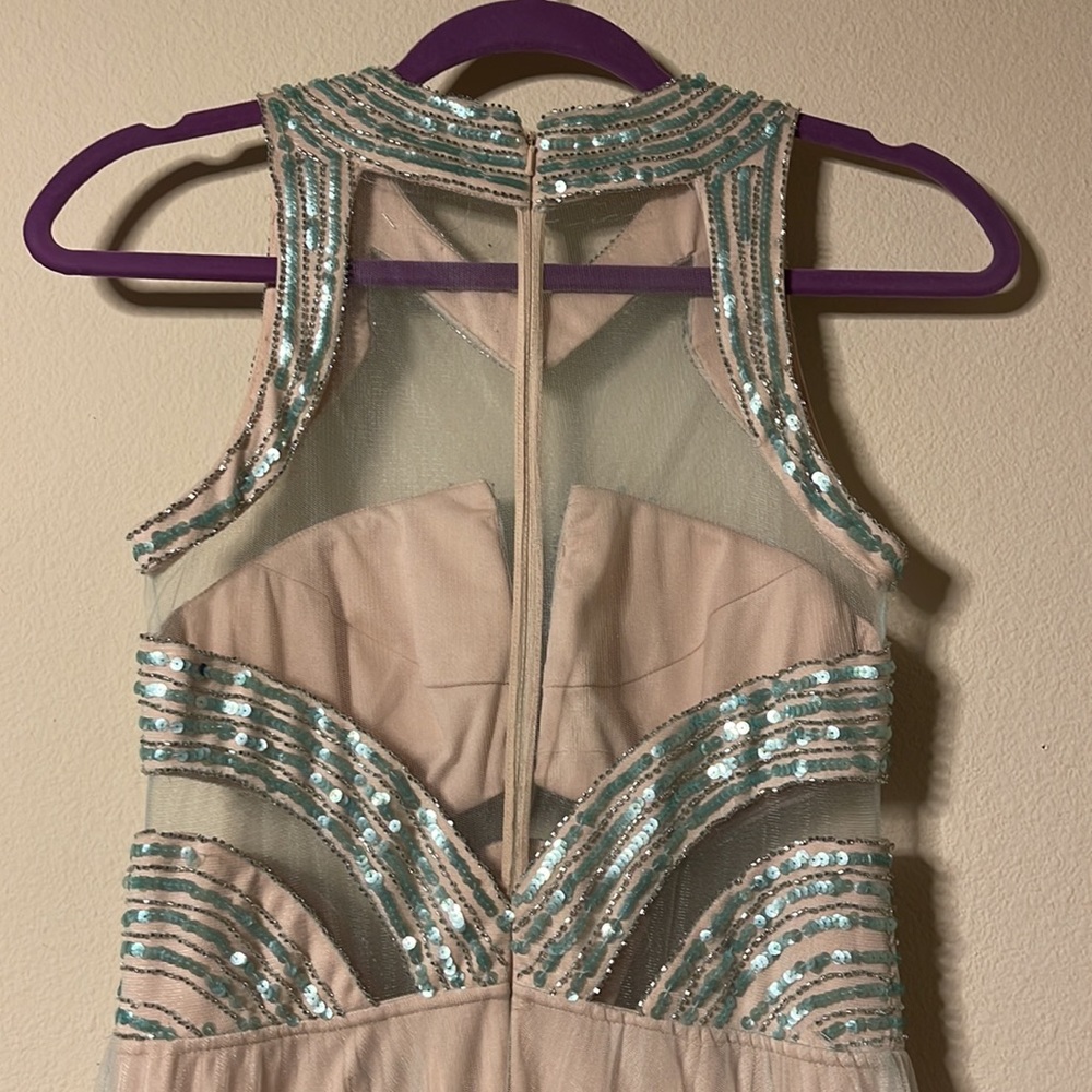 New Mignon Evening dress Sequined Tulle Aqua Blue $499 - Picture 5 of 12